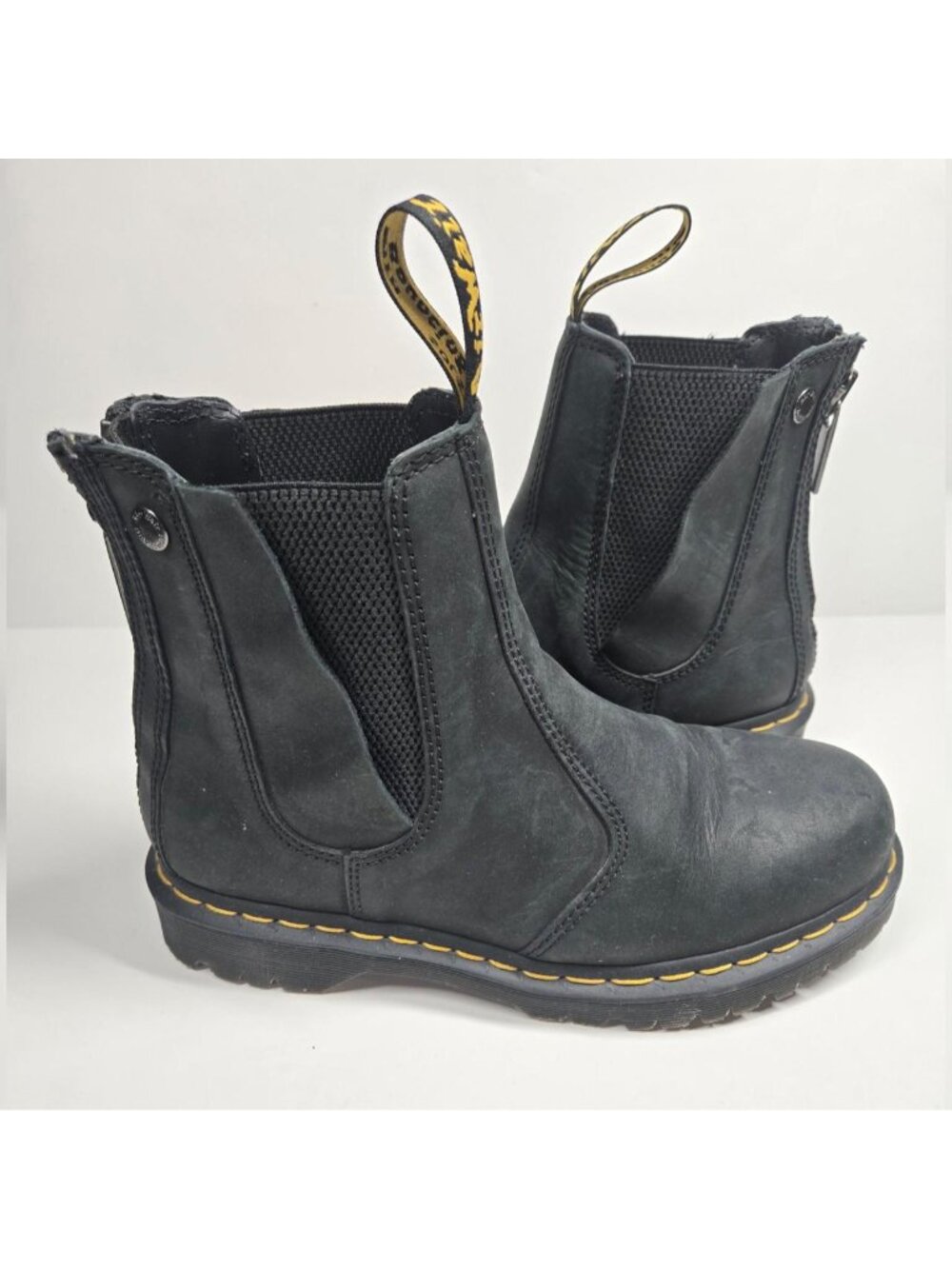 Dr. Martens 2976 Alt Zip Black Leather Chelsea Boots.